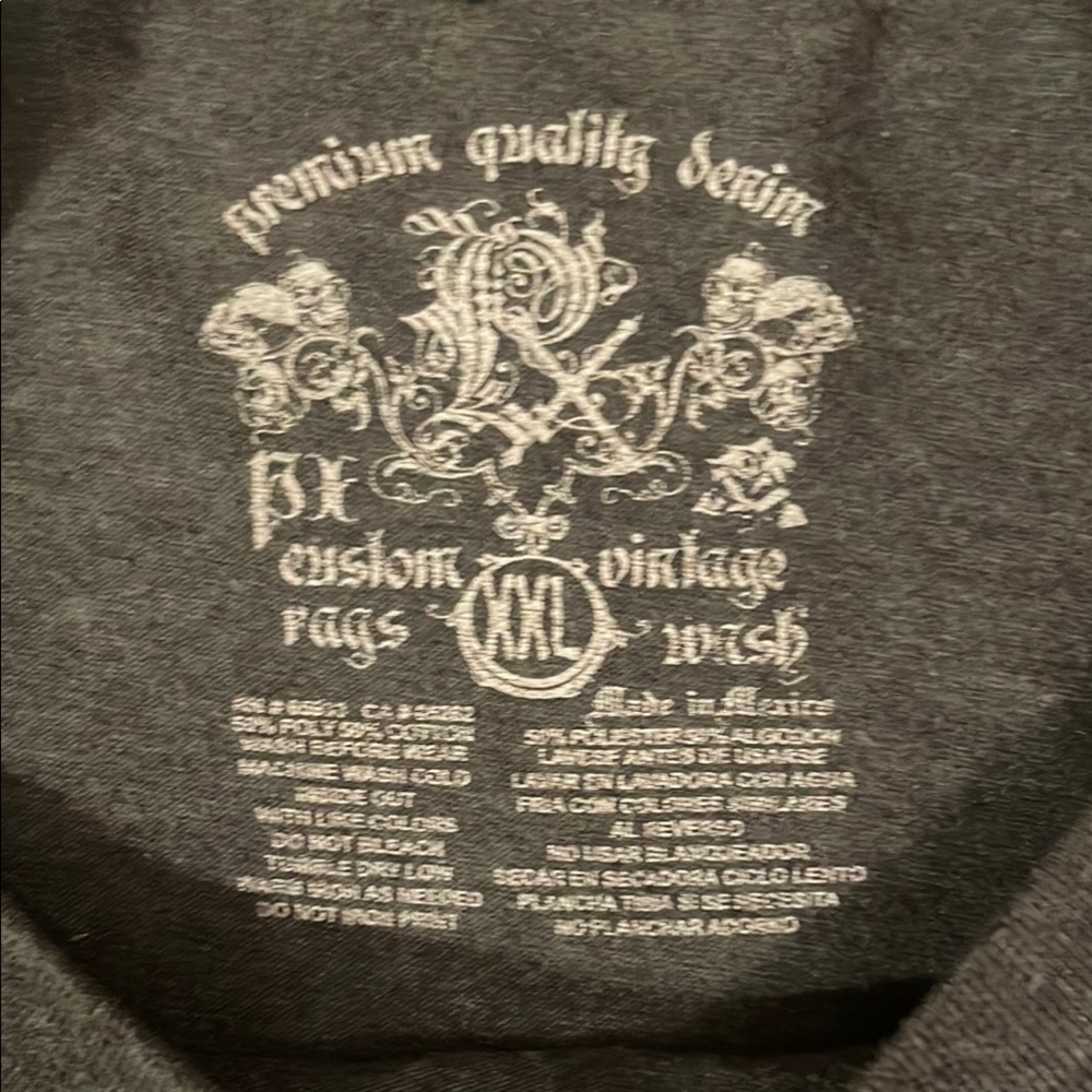 Gray Crew Neck Tee with Vintage Graphic Design - Picture 2 of 4